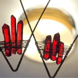 ***SOLD***Ruby crystal goddess earrings